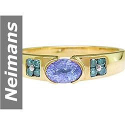 0.60 ct Blue Diamond & Tanzanite Ring 14kt Gold