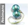Image 1 : 8.5 MM Black Tahitian Pearl & Diamond Ring 14kt Gold
