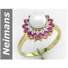 Image 1 : 7 MM Akoya Pearl, Ruby & Diamond Ring 14kt Gold