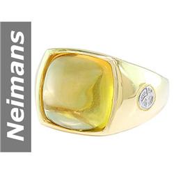 12.25 ct Citrine Gents Ring 14kt Gold