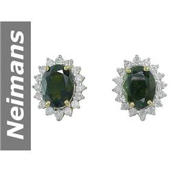 3.50 ct Green Tourmaline & Diamond Earrings 14kt Gold