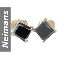 1.50 ct Black Diamond Earrings 14kt Gold