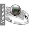 Image 1 : 8.5 MM Black Tahitian Pearl & Diamond Ring 14kt Gold