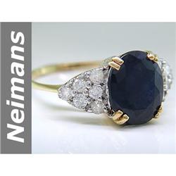 Stunning 5.00 ct Sapphire & Diamond Ring 14kt Gold