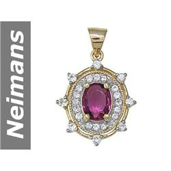 3.00 ct Pink Tourmaline & White Sapphire Pendant 14K YG