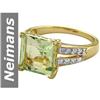 Image 1 : 4.75 ct Green Amethyst & Diamond Ring 14kt Gold