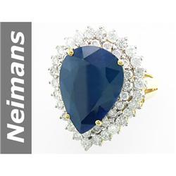 19.00 ct Sapphire & Diamond Ring 14kt Gold