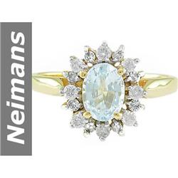 1.11 ct Aquamarine & Diamond Ring 14kt Gold