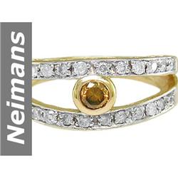 .75 ct Yellow Diamond & Diamond Ring 14kt Gold