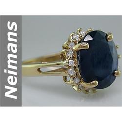 Rare 6.25 ct Sapphire & Diamond Ring 14kt Gold