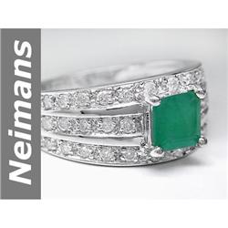 Vintage 1.38 ct Emerald & Diamond Ring 14kt Gold