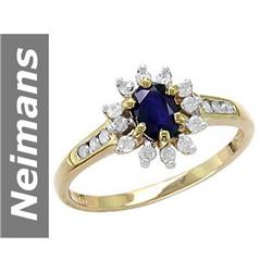 FINE 1.00 ct Sapphire & Diamond Ring 14kt Gold