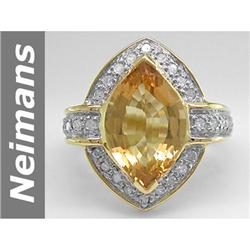 4.75 ct Citrine & Diamond Ring 14kt Gold