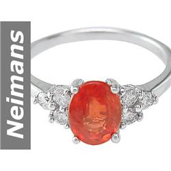 Hot 1.90 ct Orange Sapphire & Diamond Ring 14kt Gold