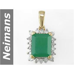 3.49 ct Emerald & Diamond Pendant 14kt Gold