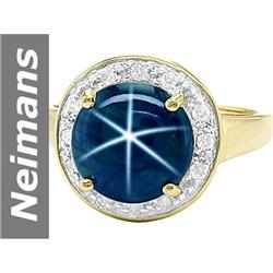 7.41 ct Star Sapphire & Diamond Ring 14kt Gold