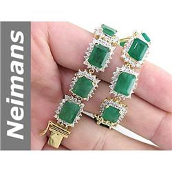 34.58 ct Emerald & Diamond Bracelet 14kt Gold