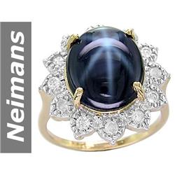 12.92 ct Star Sapphire & Diamond Ring 14kt Gold