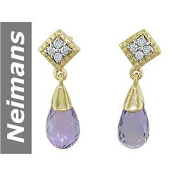 5.25 ct Amethyst & Diamond Earrings 14kt Gold