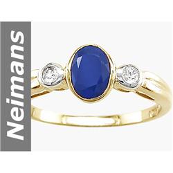 1.25 ct Blue & White Sapphire Ring 14kt Gold