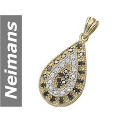 Superior .75 ct Black & White Diamond Pendant 14kt Gold