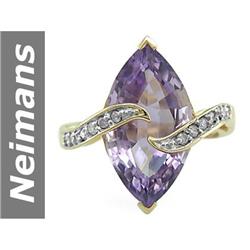 Amazing 6.25 ct Amethyst & Diamond Ring 14kt Gold