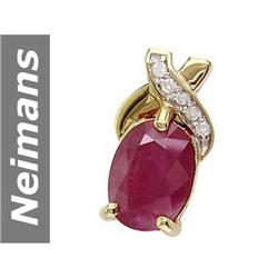 3.00 ct Ruby & Diamond Pendant 14kt Gold