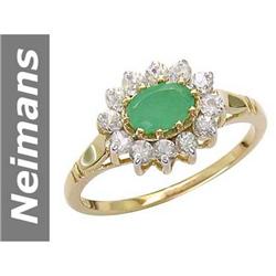 1.25 ct Emerald & White Sapphire Ring 14kt Gold