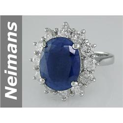 Rare 12.40 ct Sapphire & Diamond Ring 14kt Gold