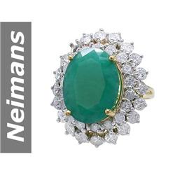 13.02 ct Emerald & Diamond Ring 14kt Gold