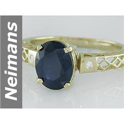 Art Deco 2.53 ct Sapphire & Diamond Ring 14kt Gold