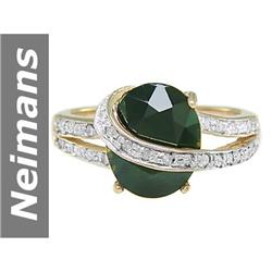 3.37 ct Green Tourmaline & Diamond Ring 14kt Gold