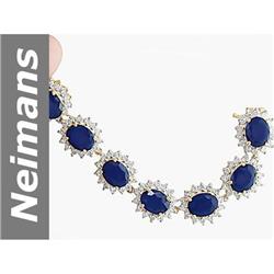 34.20 ct Sapphire & Diamond Bracelet 14kt Gold