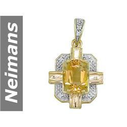 2.74 ct Citrine & Diamond Pendant 14kt Gold