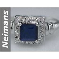 Antique 1.38 ct Sapphire & Diamond Ring 14kt Gold