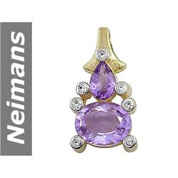 3.24 ct Rose Pink Amethyst & White Sapphire Pendant 14kt Gold