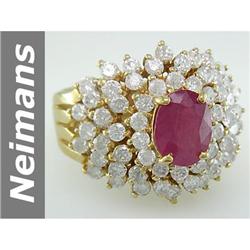 Stunning 4.20 ct Ruby & Diamond Ring 14kt Gold