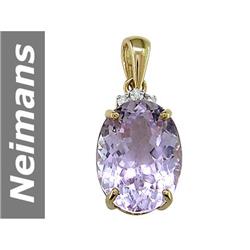 15.36 ct Pink Kunzite & Diamond Pendant 14kt Gold