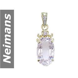 7.06 ct Pink Sapphire & White Morganite & Diamond Pendant 14kt Gold