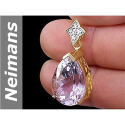 15.03 ct Pink Kunzite & Diamond Pendant 14kt Gold