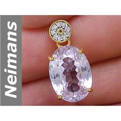 9.04 ct Pink Kunzite & Diamond Pendant 14kt Gold
