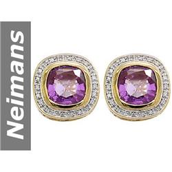 7.78 ct Amethyst & Diamond Earrings 14kt Gold