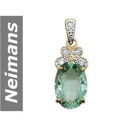 9.59 ct Green Amethyst & Diamond Pendant 14kt Gold