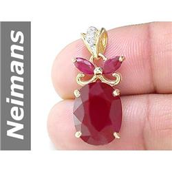 10.62 ct Ruby & Diamond Pendant 14kt Gold