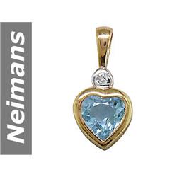 .56 ct Blue Topaz & Diamond Pendant 14kt Gold