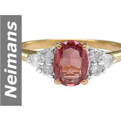 1.65 ct Red Spinel & Diamond Ring 14kt Gold