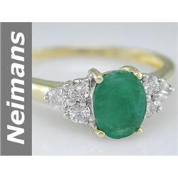 Classic 1.40 ct Emerald & Diamond Ring 14kt Gold