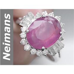 Gem quality 5.06 ct Ruby & Diamond Ring 14kt Gold