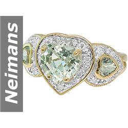 2.70 ct Green Amethyst & Diamond Ring 14kt Gold