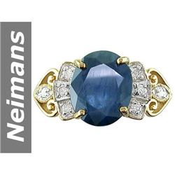 6.20 ct Sapphire & Diamond Ring 14kt Gold